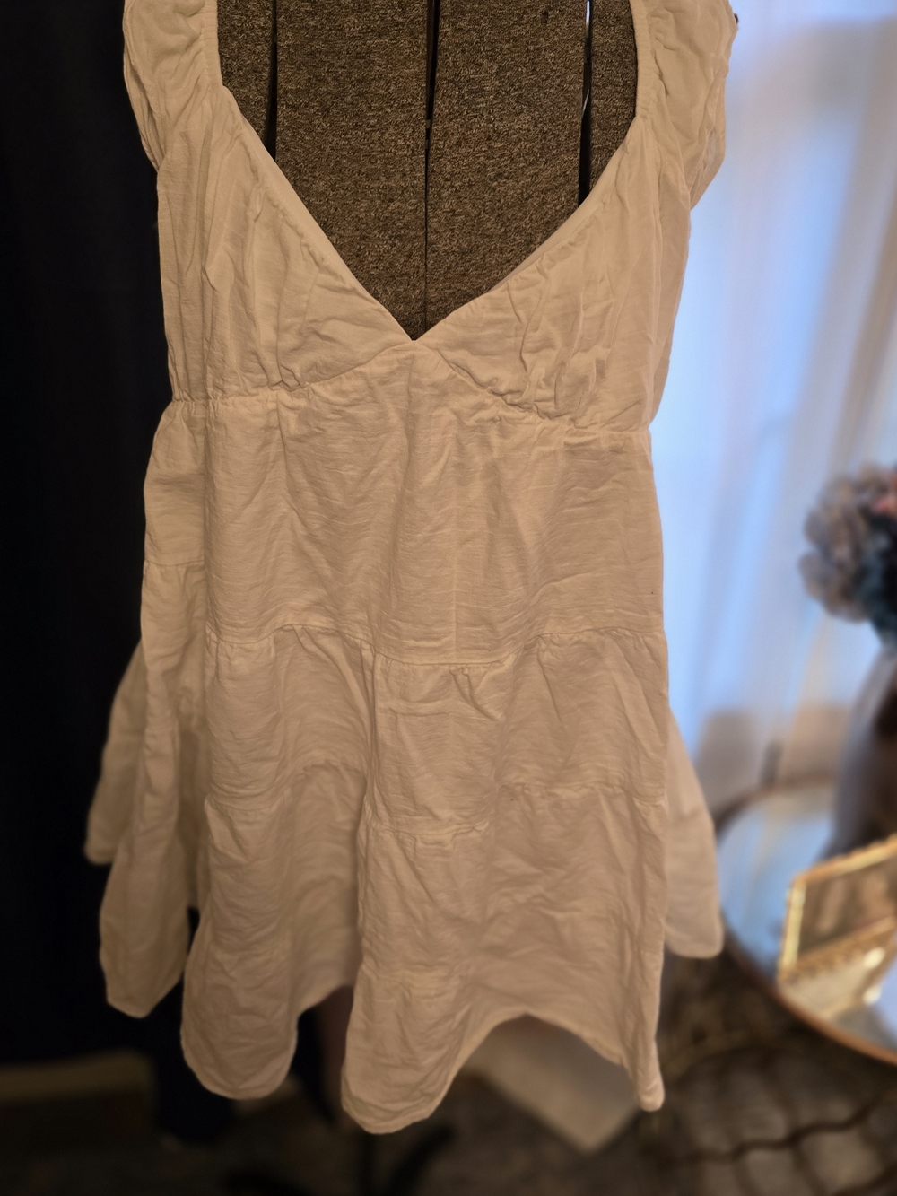 Altar'd State White V-Neck Sleeveless Mini Dress